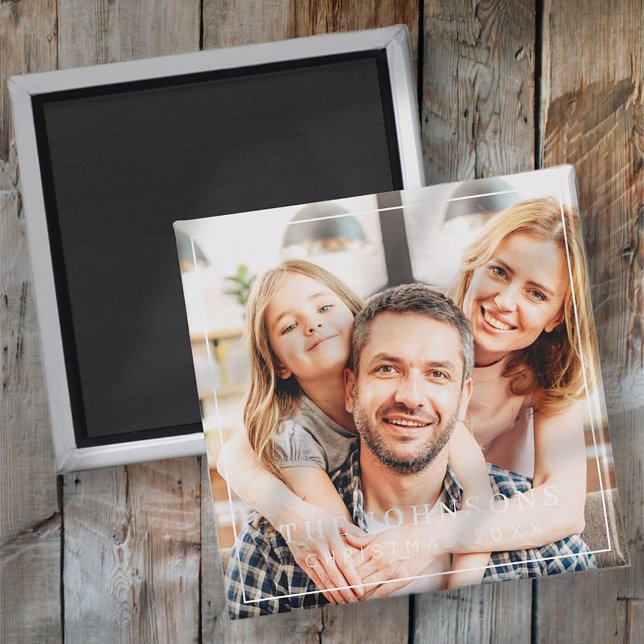 Simple Frame Modern Chic Family Photo Holiday Magnet (Creator Uploaded)