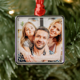 Simple Frame Modern Chic Family Photo Holiday Metal Tree Decoration