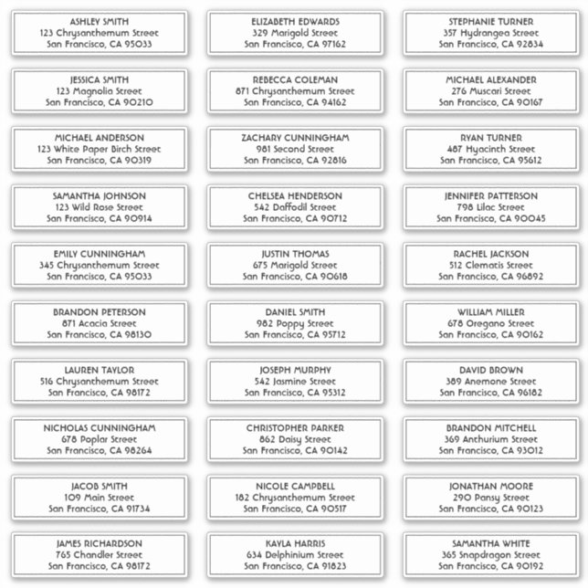 Simple Frame Wedding Guest Names Address (Front)