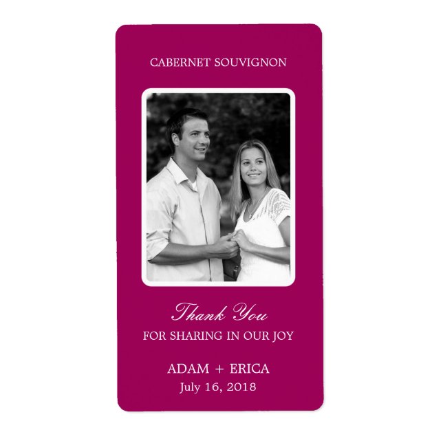 Simple Frame Wedding Wine Labels (Front)