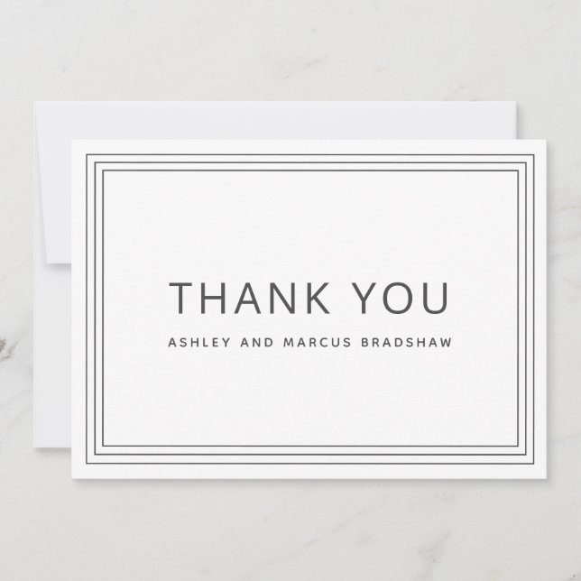 Simple Frame White Wedding Thank You Invitation (Front)