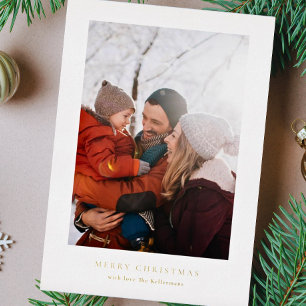 simple framed   photo collage   merry christmas foil holiday card