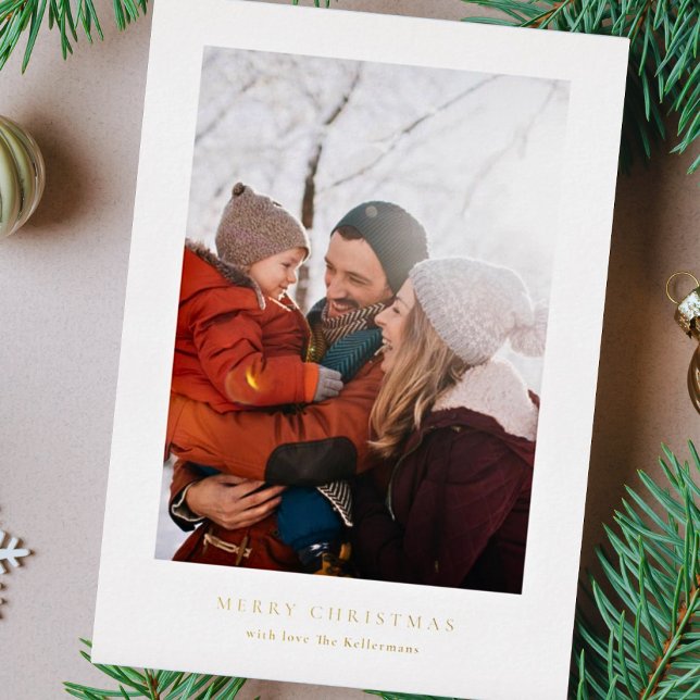 simple framed | photo collage | merry christmas foil holiday card (Creator Uploaded)