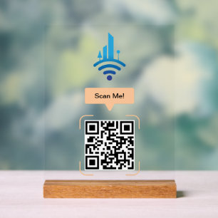 Simple Free Wi-Fi QR Code Acrylic Sign