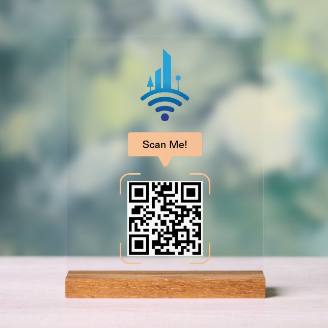 Simple Free Wi-Fi QR Code Acrylic Sign (Neutral)