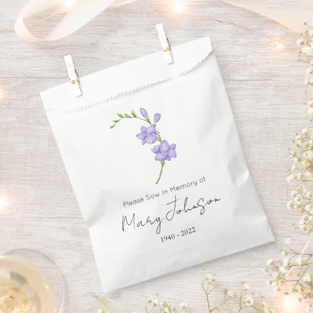 Simple Freesia Seed packet Funeral  Favour Bags (Clipped)
