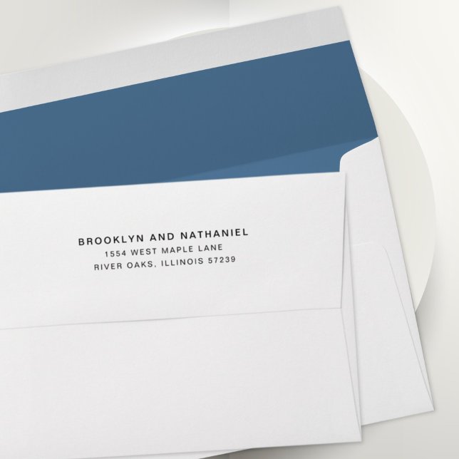 Simple French Blue Return Address Lined Envelope (Creator Uploaded)