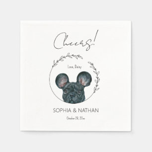 Simple French Bulldog Dog Wedding Cocktail Napkins