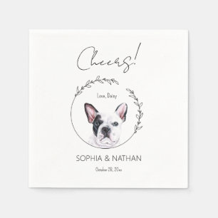 Simple French Bulldog Dog Wedding Cocktail Napkins