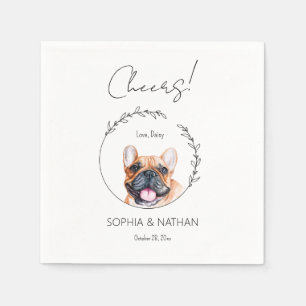 Simple French Bulldog Dog Wedding Cocktail Napkins