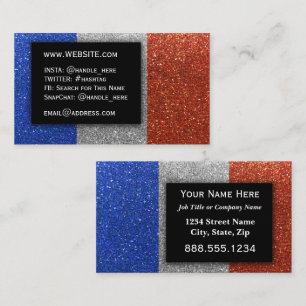 Simple French Flag Glitter Professional Executive Business Card