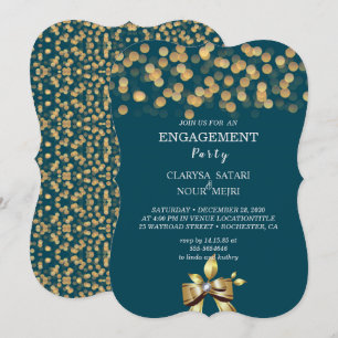 Simple fresh colourful gold  bow wedding invitatio invitation