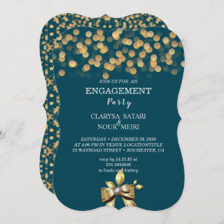 Simple fresh colourful gold  bow wedding invitatio invitation