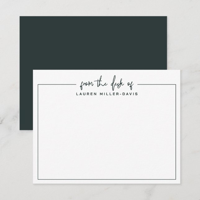 Simple From The Desk Of Navy Blue Border Card (Front/Back)