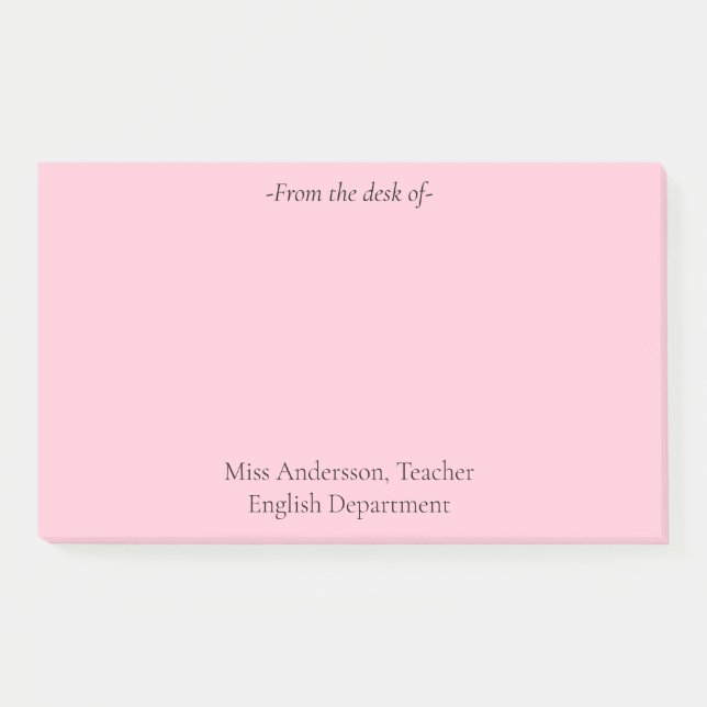 Simple From the Desk of Teacher's   Post-it Notes (Front)
