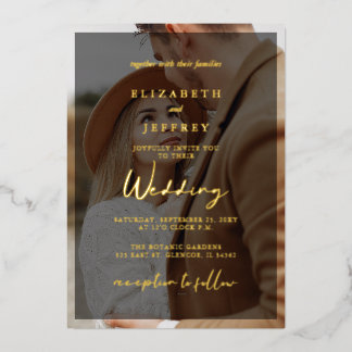 Simple Full Photo Overlay Wedding Foil Invitation