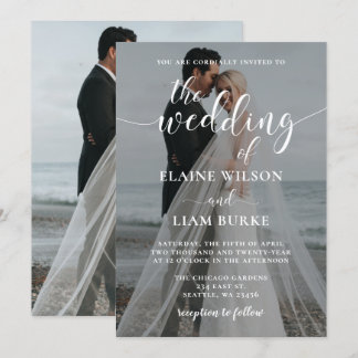 Simple Full Photo Overlay Wedding Invitation