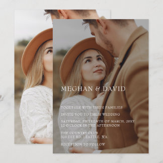 Simple Full Photo Overlay Wedding Invitation