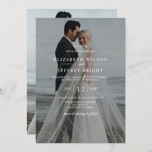 Simple Full Photo Overlay Wedding Invitation (Front/Back)