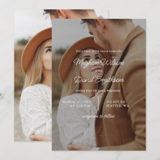 Simple Full Photo Overlay Wedding Invitation