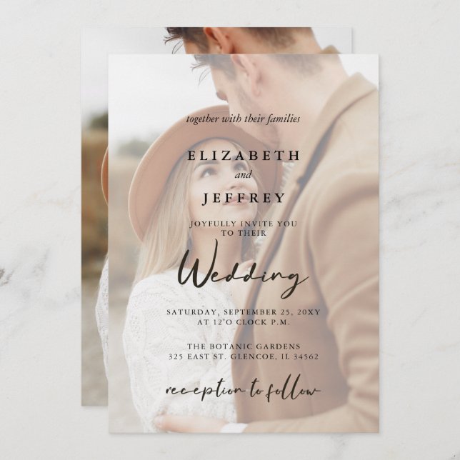 Simple Full Photo Overlay Wedding Invitation (Front/Back)