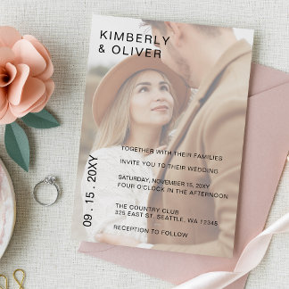 Simple Full Photo Overlay Wedding Invitation