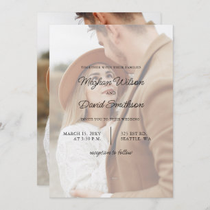 Simple Full Photo Overlay Wedding  Invitation