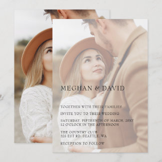 Simple Full Photo Overlay Wedding Invitation