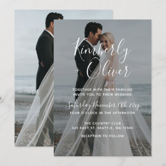 Simple Full Photo Overlay Wedding Invitation