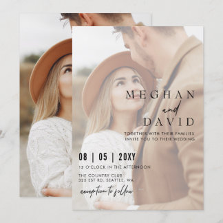 Simple Full Photo Overlay Wedding Invitation