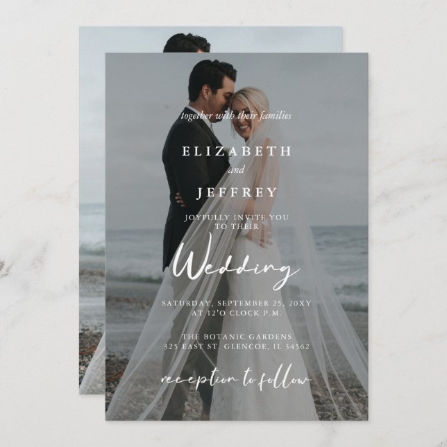 Simple Full Photo Overlay Wedding Invitation (Front/Back)