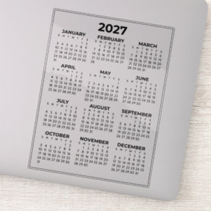 Simple Full Year 2027 Mini Calendar