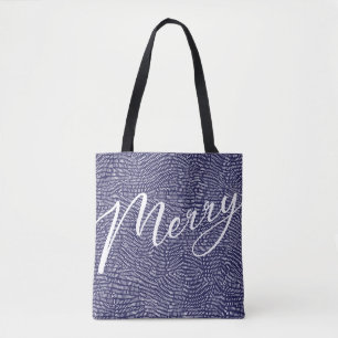 Simple Fun Blue Doodle Merry Christmas Holiday Tote Bag