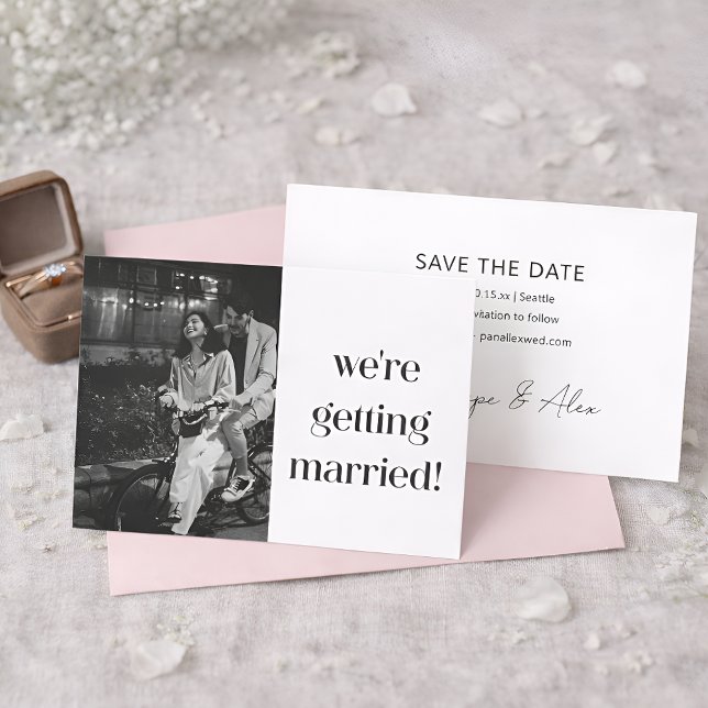 Simple Fun Casual Minimal Modern Photo Wedding  Save The Date (Creator Uploaded)