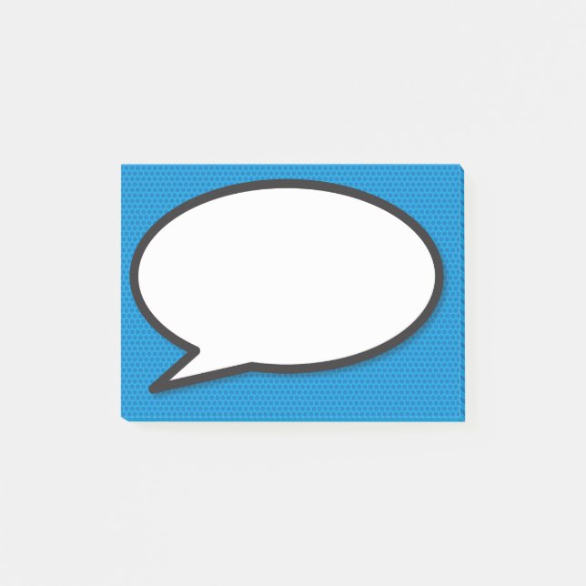 Simple Fun Comic Book Speech Bubble Blue Post-it Notes (Front)