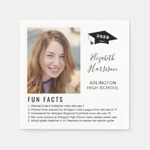 Simple Fun Facts Photo Script Graduation Napkins