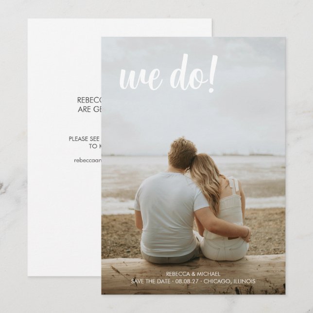Simple fun full bleed photo We do Save The Date (Front/Back)