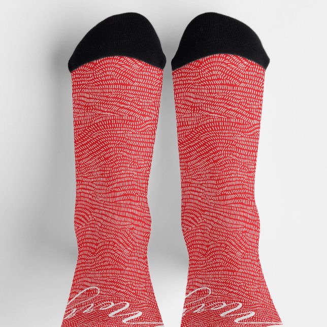 Simple Fun Hand Drawn Merry Christmas Holiday Socks (Top)