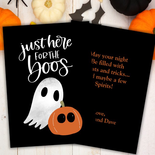 Simple & Fun Just Here For The Boos Custom Holiday Card (Simple & Fun Just Here For The Boos Custom Holiday Card)