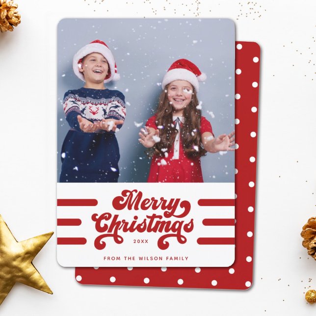 Simple Fun Modern Typography Retro Merry Christmas Holiday Card (Creator Uploaded)