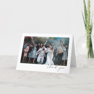 Simple Fun Script Font Guest Photo Wedding Thank You Card