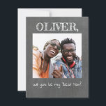 Simple Fun Will You Be My Groomsman Photo<br><div class="desc">Chalkboard 'Will you be my groomsman?' photo cards</div>