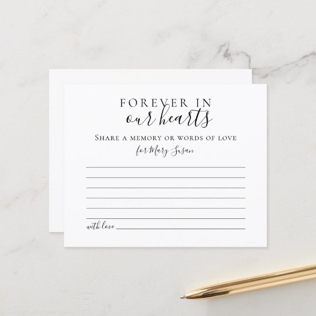 Simple Funeral Attendance Card Share a Memory (Front/Back In Situ)