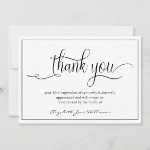 Simple Funeral Black Boarder    Bereavement Thank You Card