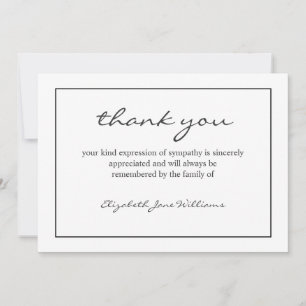 Simple Funeral Black Boarder Thank You Card