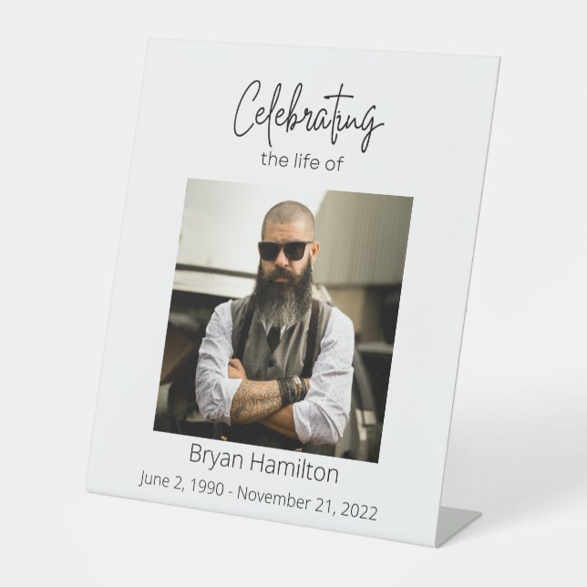 Simple Funeral Celebration of Life Pedestal Sign (Front)