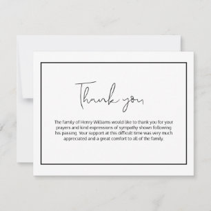 Simple Funeral Handwritten Thank You Card