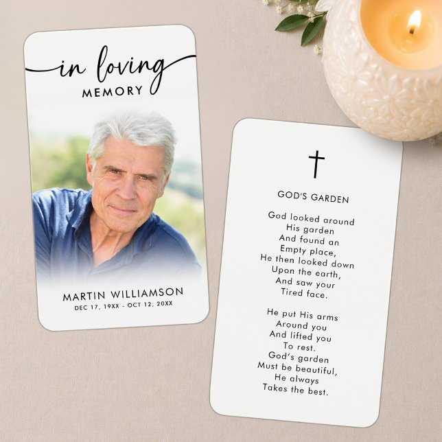 Simple Funeral In Memory Photo Cross Prayer Card (Creator Uploaded)