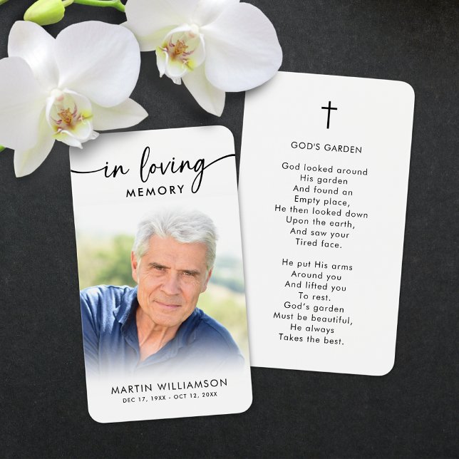 Simple Funeral In Memory Photo Cross Prayer Card (Creator Uploaded)