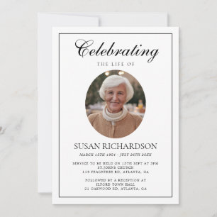 Simple Funeral Memorial Invitation With Photo